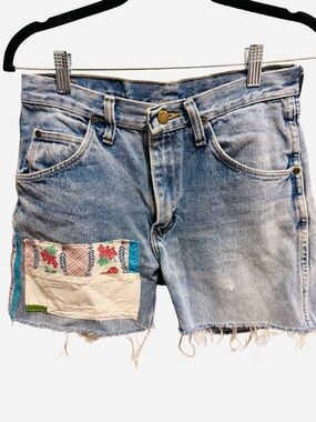 🌿 Vintage Wrangler Upcycled Patchwork Denim Shorts